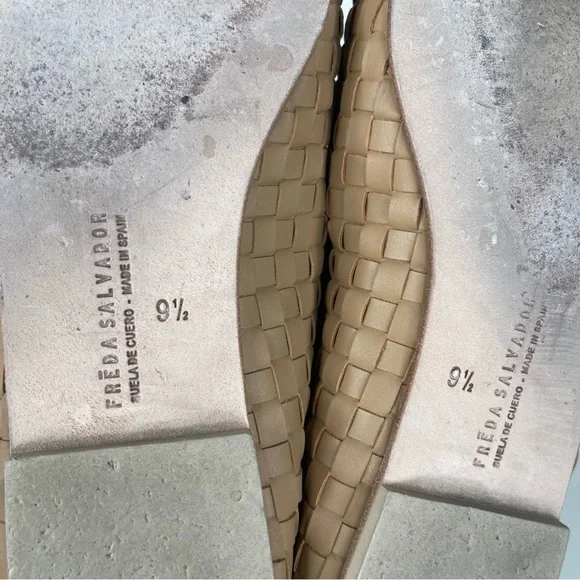 Freda Salvador Jada Square Toe Ballet Flats Woven Latte Size 9.5 - Picture 12 of 13